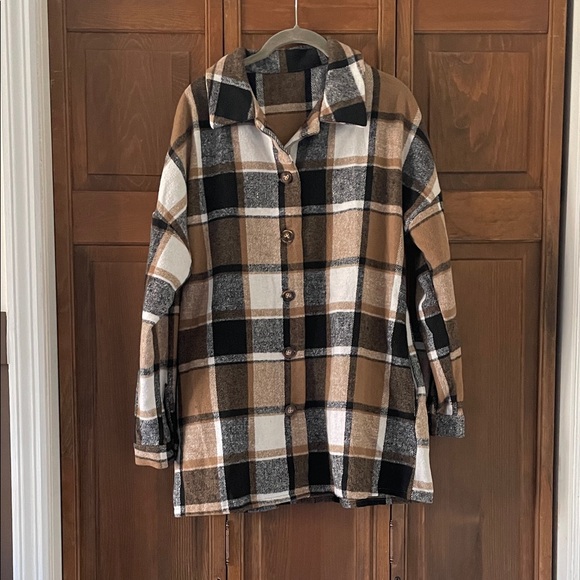 Amazon Tops - Amazon Women's Brown Plaid Utility Jacket